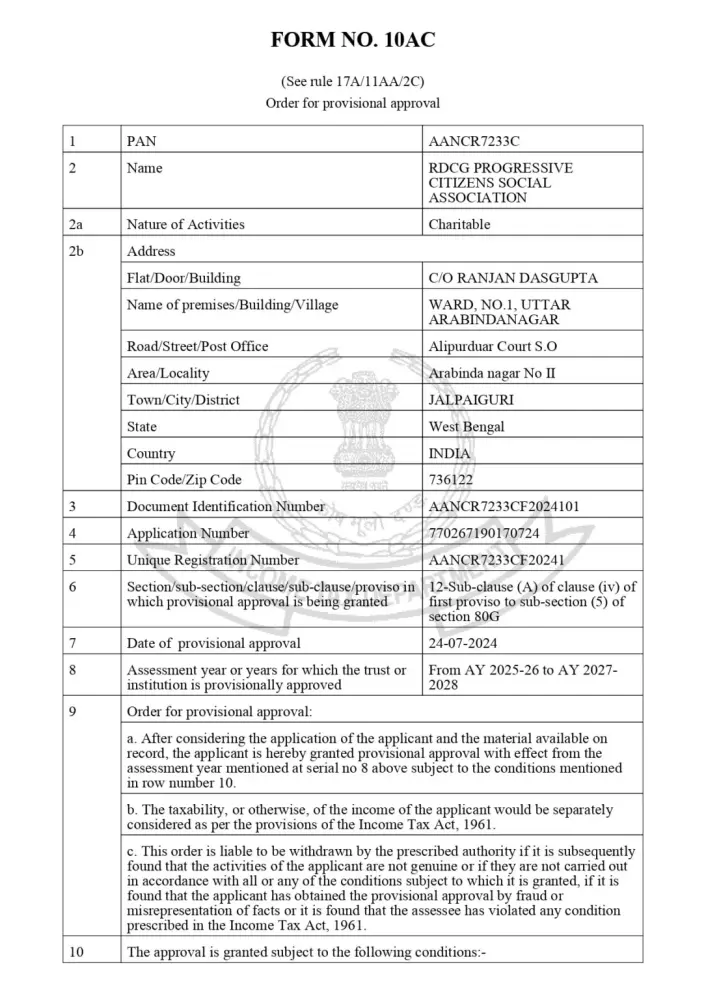 80G Certificate